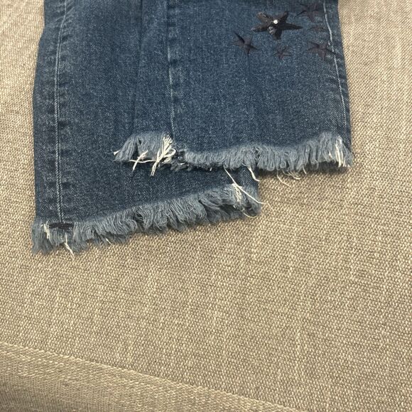 Pilcro Jeans Womens 27 Slim Boyfriend Cropped Raw Hem Embroidered Sequin Stars - Picture 7 of 11